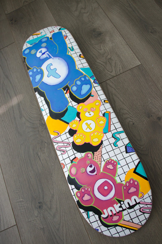 "Social Trapper" OOAK Acrylic Painting Skateboard