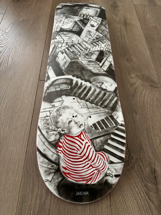 Labyrinth Airbrush on Skateboard Deck